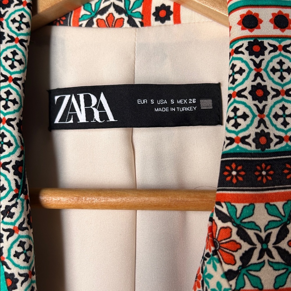 Zara OVERSIZED satin Colorful Geometric Blazer - Picture 4 of 5